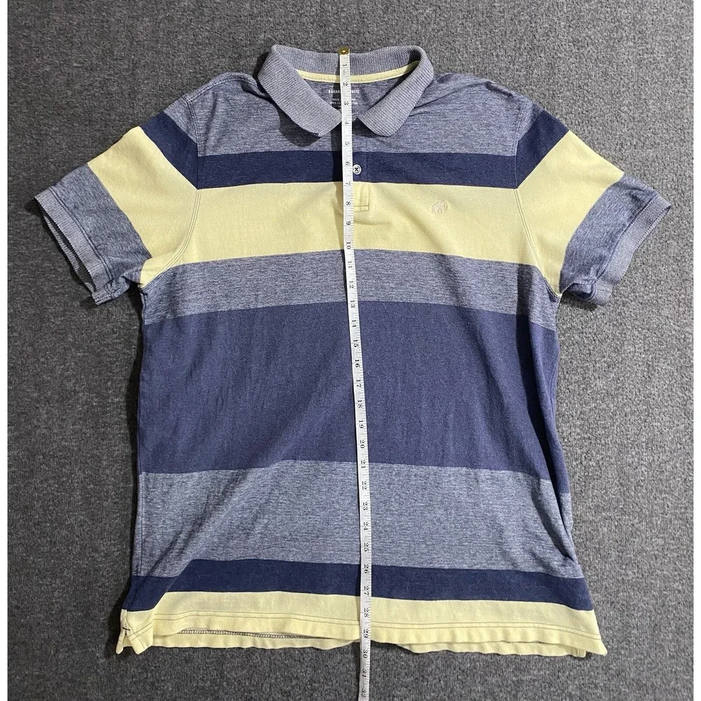 Banana Republic Mens Blue Yellow Striped Polo Shirt XL 152632-01